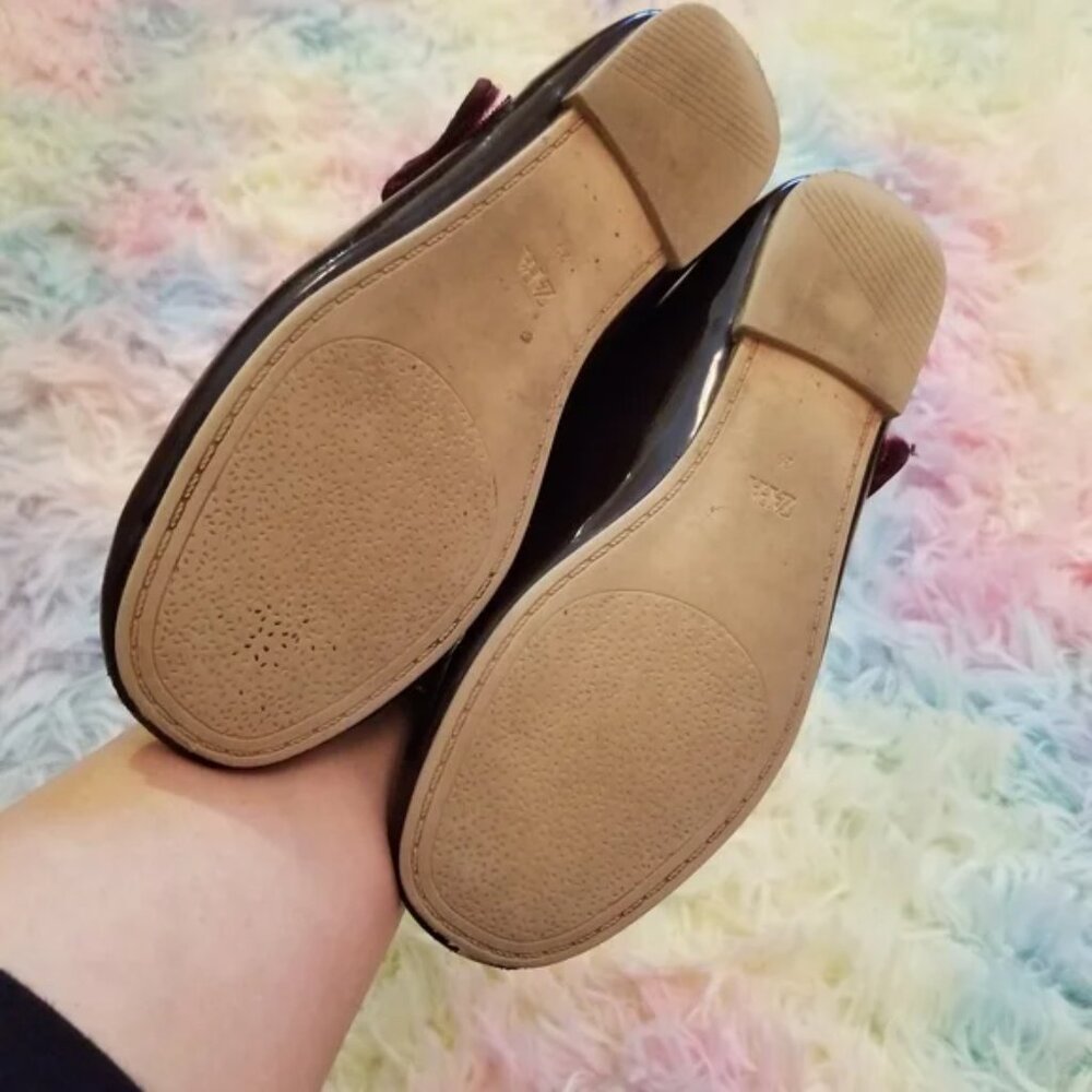 Zara maroon patient leather little girl flats size 12 - Picture 2 of 10